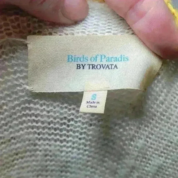 Brids of paradise by trovata 100% merino wool sweater size small - Picture 7 of 8